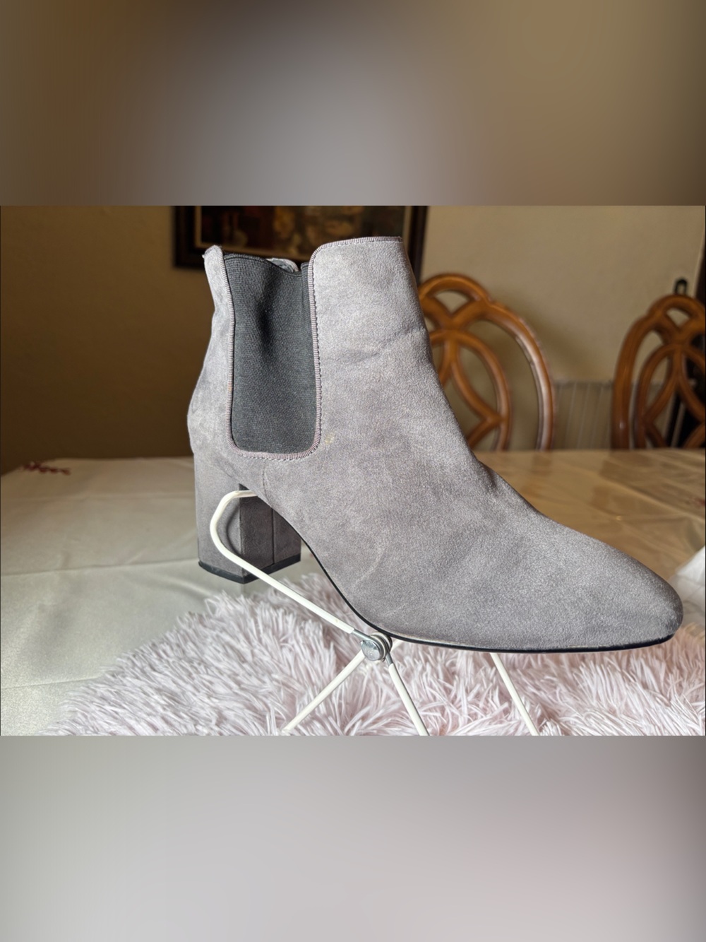 H&M Gray Suede Chelsea Ankle Boots